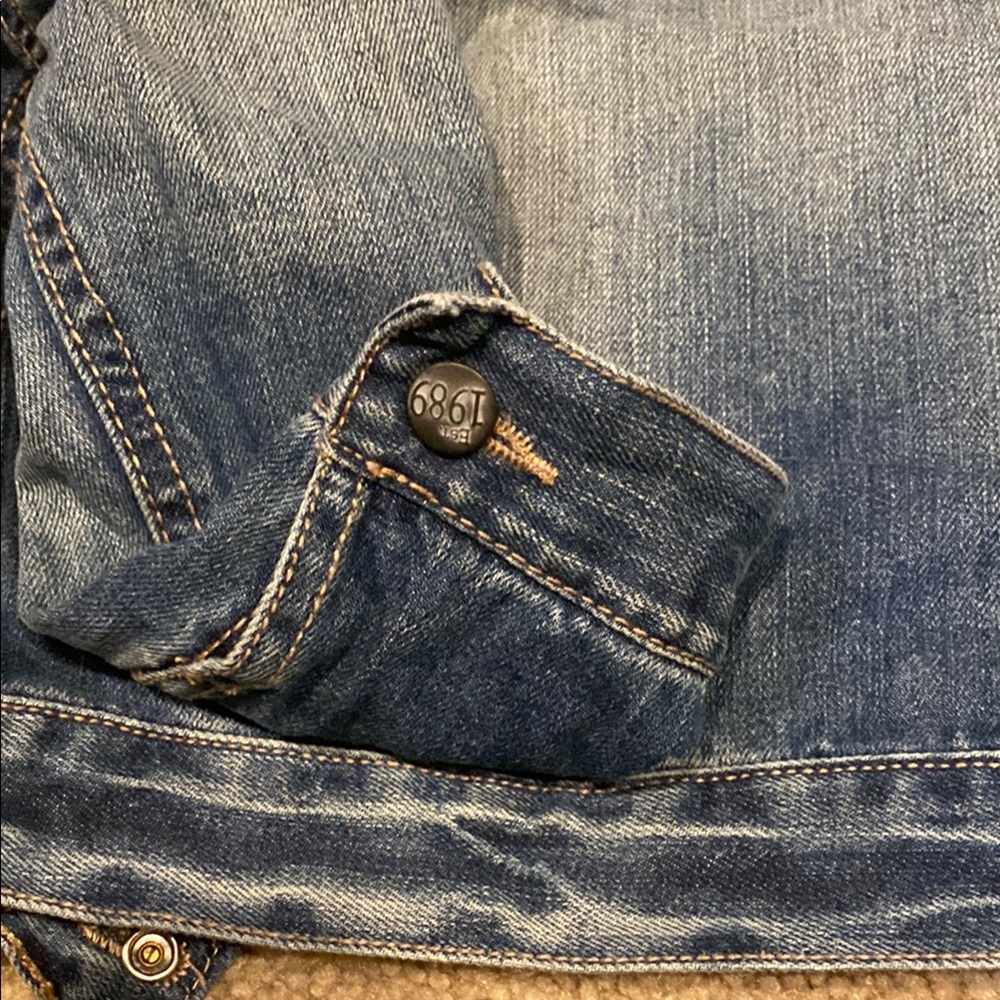 Place Blue Jean Jacket with Classic Trucker Style and Contrasting Stitching - Picture 8 of 10